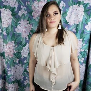 Beige Ruffled Sheer Blouse 👕